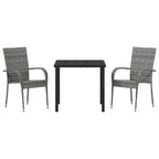 Conjunto de Comedor de Jardín 3 pcs Gris