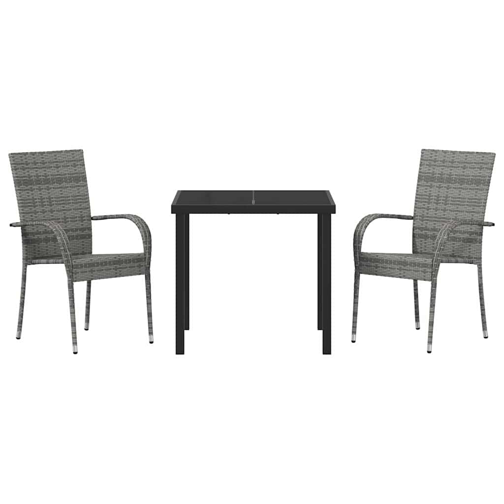 Conjunto de Comedor de Jardín 3 pcs Gris