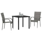 Conjunto de Comedor de Jardín 3 pcs Gris