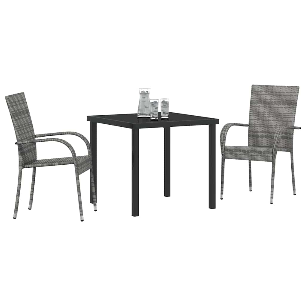 Conjunto de Comedor de Jardín 3 pcs Gris