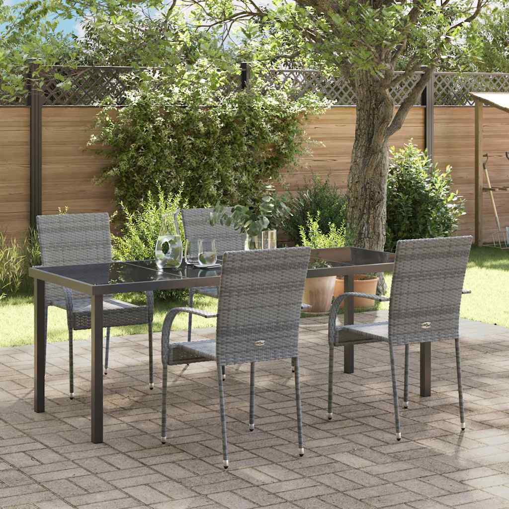 Conjunto de Comedor de Jardín 3 pcs Gris