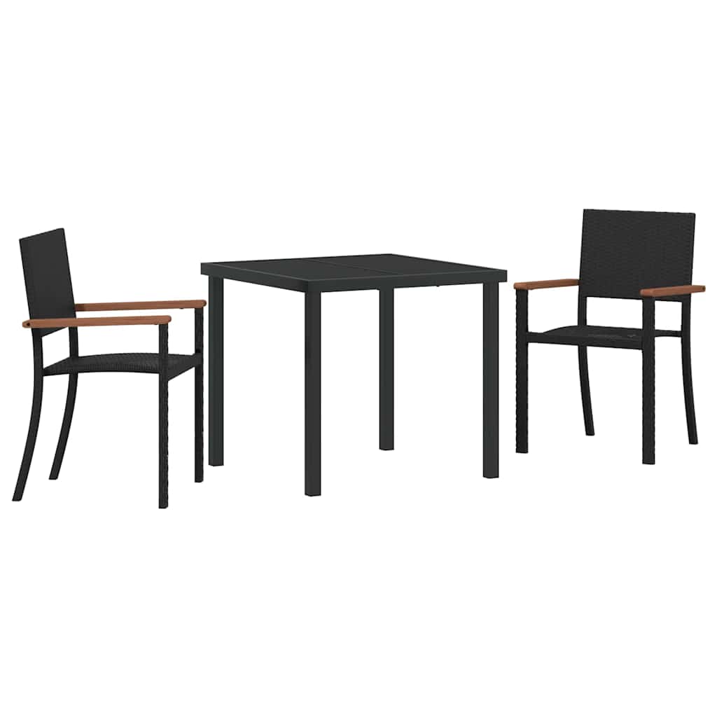 Conjunto de Comedor de Jardín 3 pcs Negro