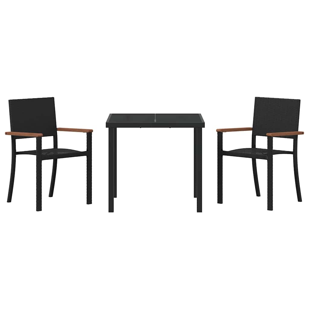 Conjunto de Comedor de Jardín 3 pcs Negro