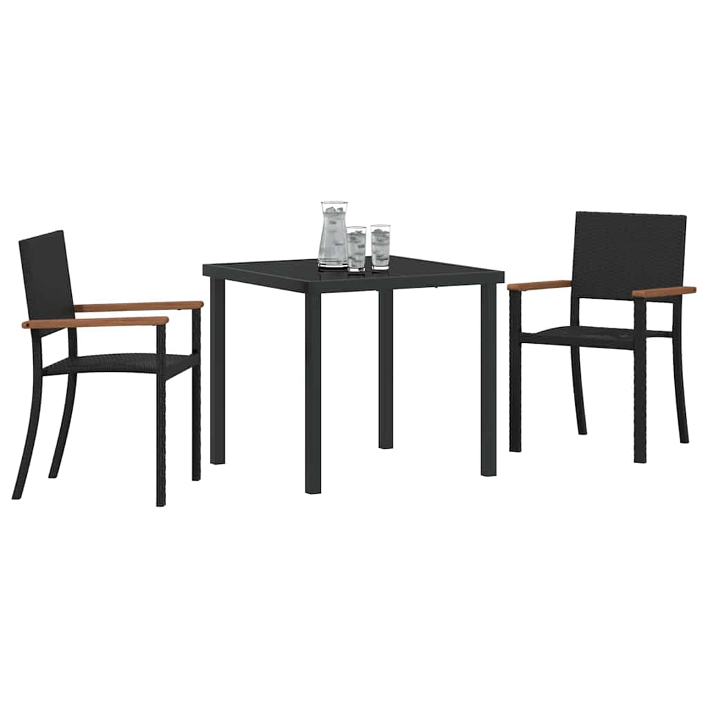 Conjunto de Comedor de Jardín 3 pcs Negro