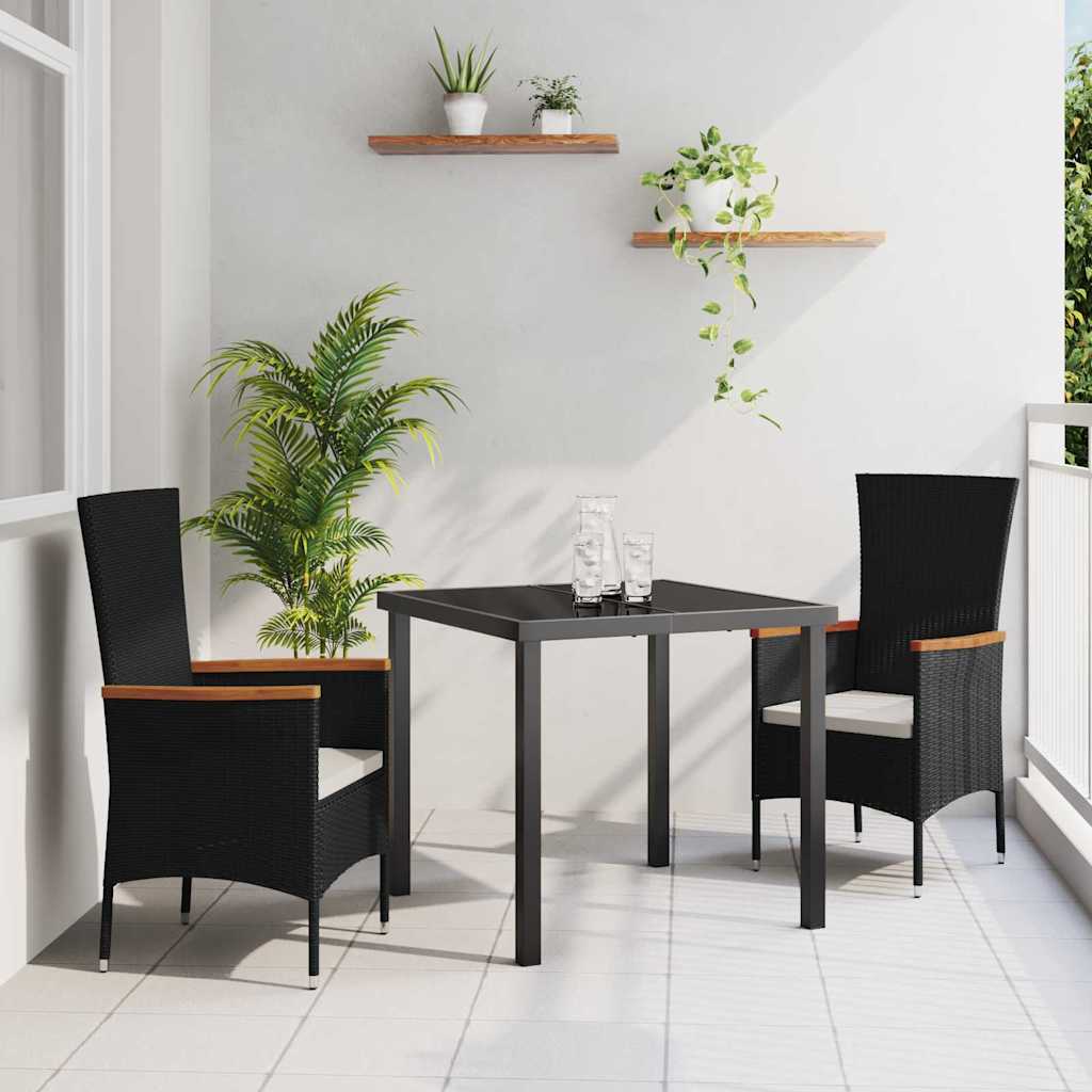 Conjunto de Refeições para Jardim com Almofada 3 pçs Cinzento