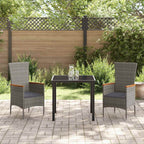 Conjunto de Comedor de Jardín con cojín 3 pcs Gris