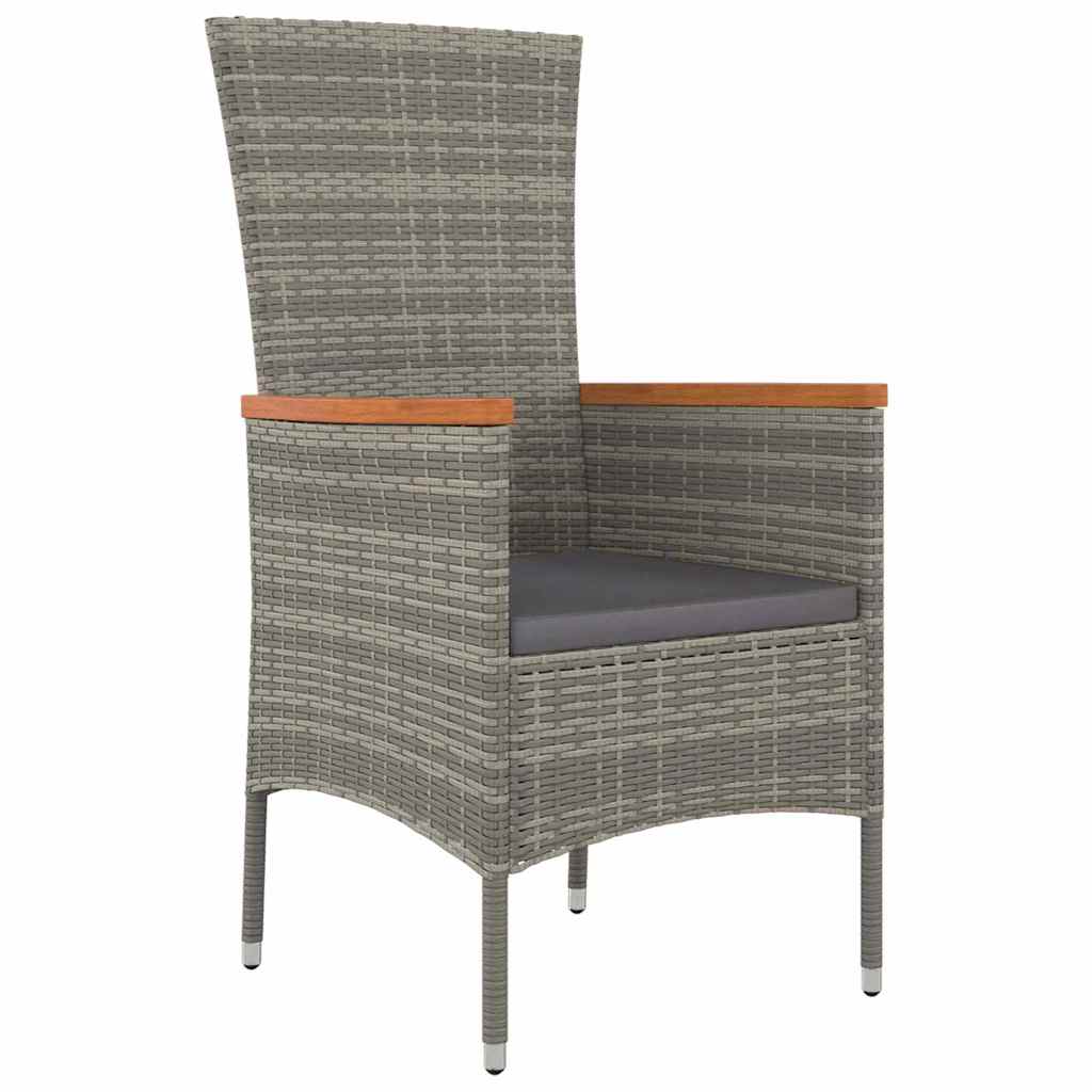 Conjunto de Comedor de Jardín con cojín 3 pcs Gris