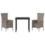 Conjunto de Comedor de Jardín con cojín 3 pcs Gris