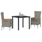 Conjunto de Comedor de Jardín con cojín 3 pcs Gris
