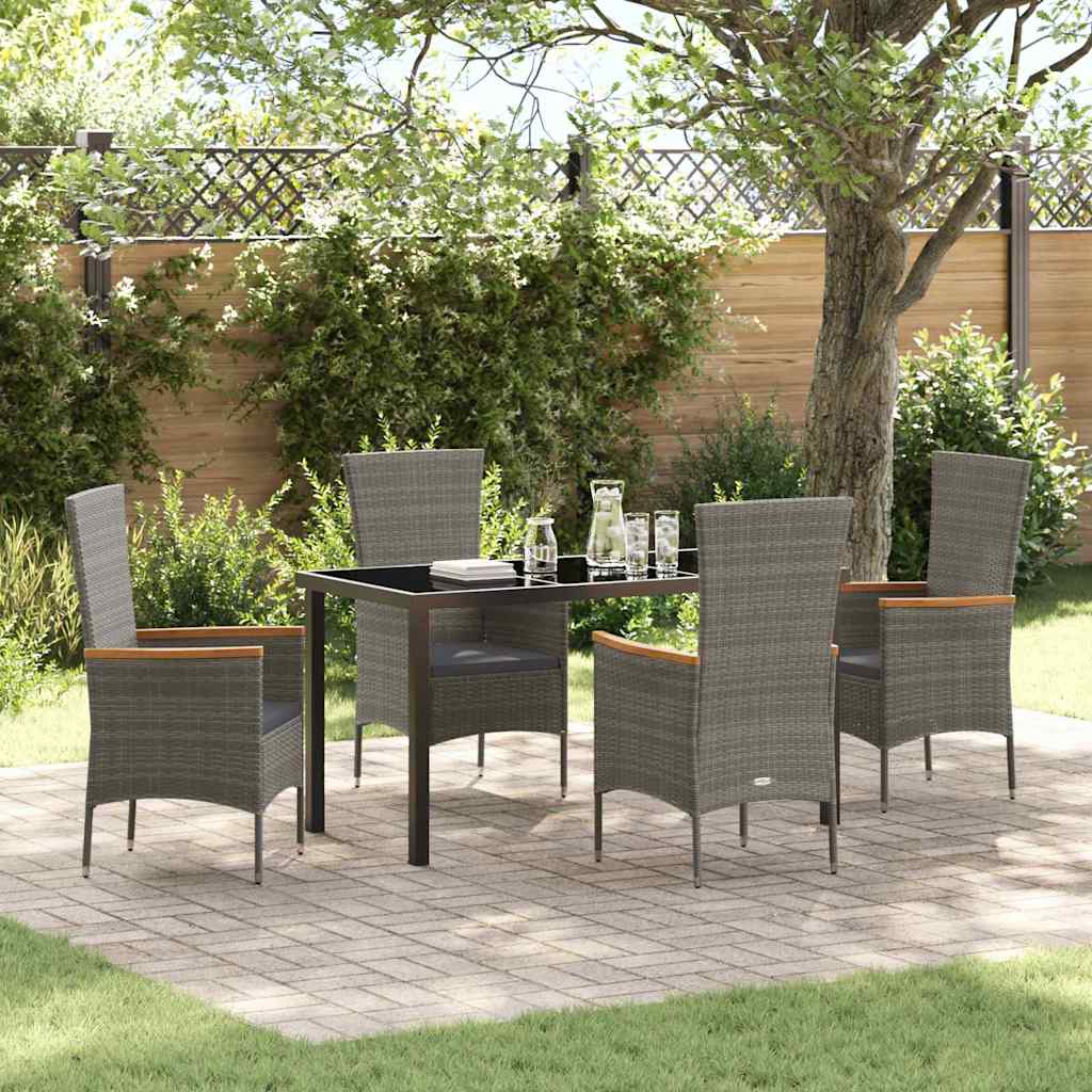 Conjunto de Comedor de Jardín con cojín 3 pcs Gris