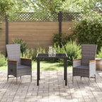 Conjunto de Comedor de Jardín con cojín 3 pcs Gris
