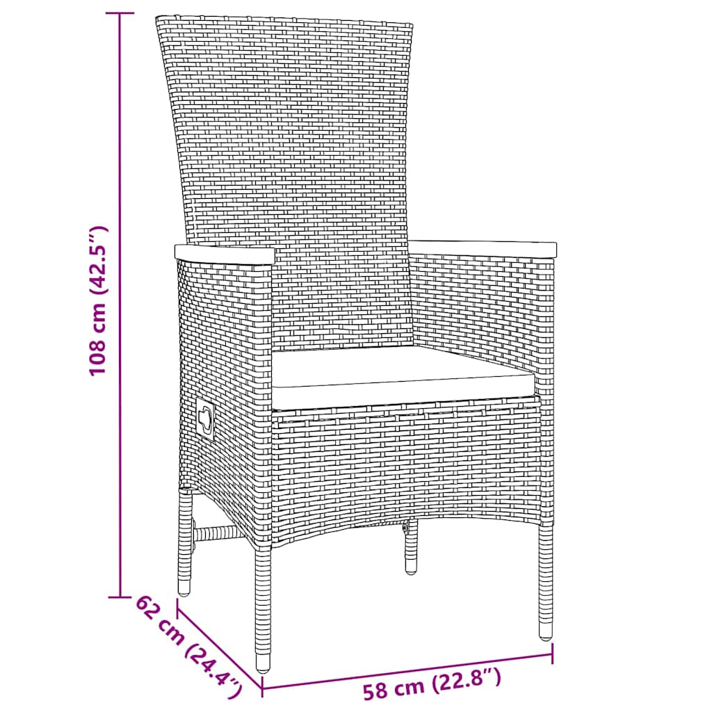 Conjunto de Comedor de Jardín con cojín 3 pcs Gris