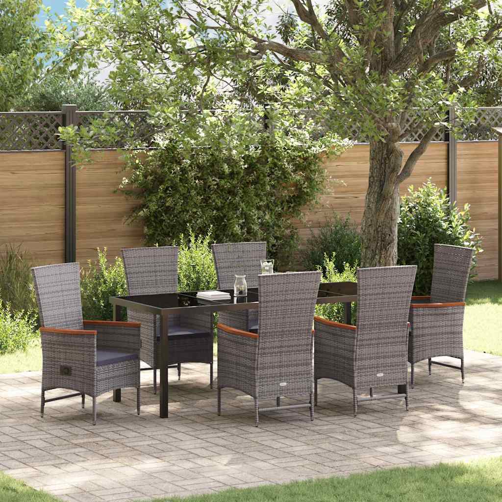 Conjunto de Comedor de Jardín con cojín 3 pcs Gris