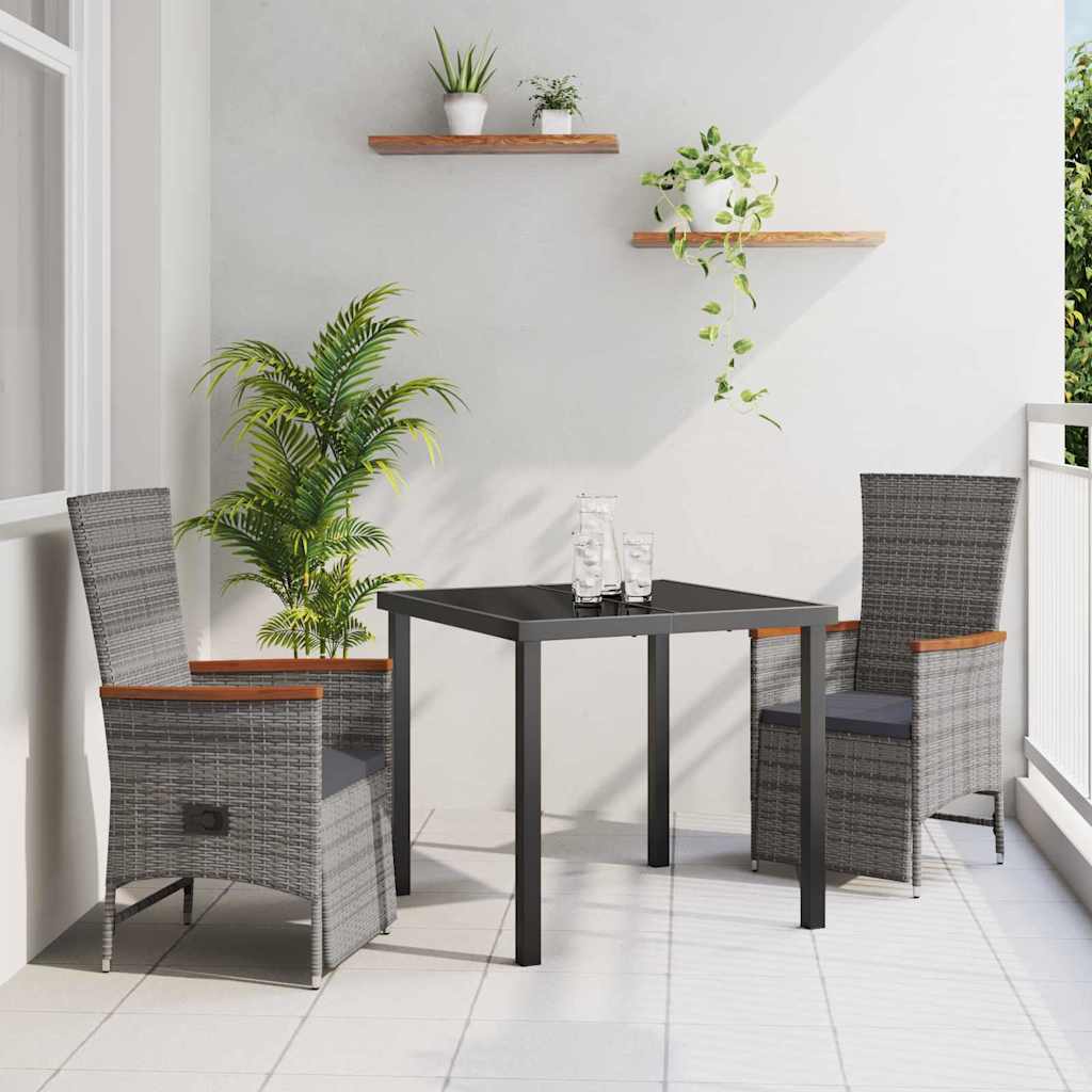 Conjunto de Comedor de Jardín 3 pcs Beige ratán sintético