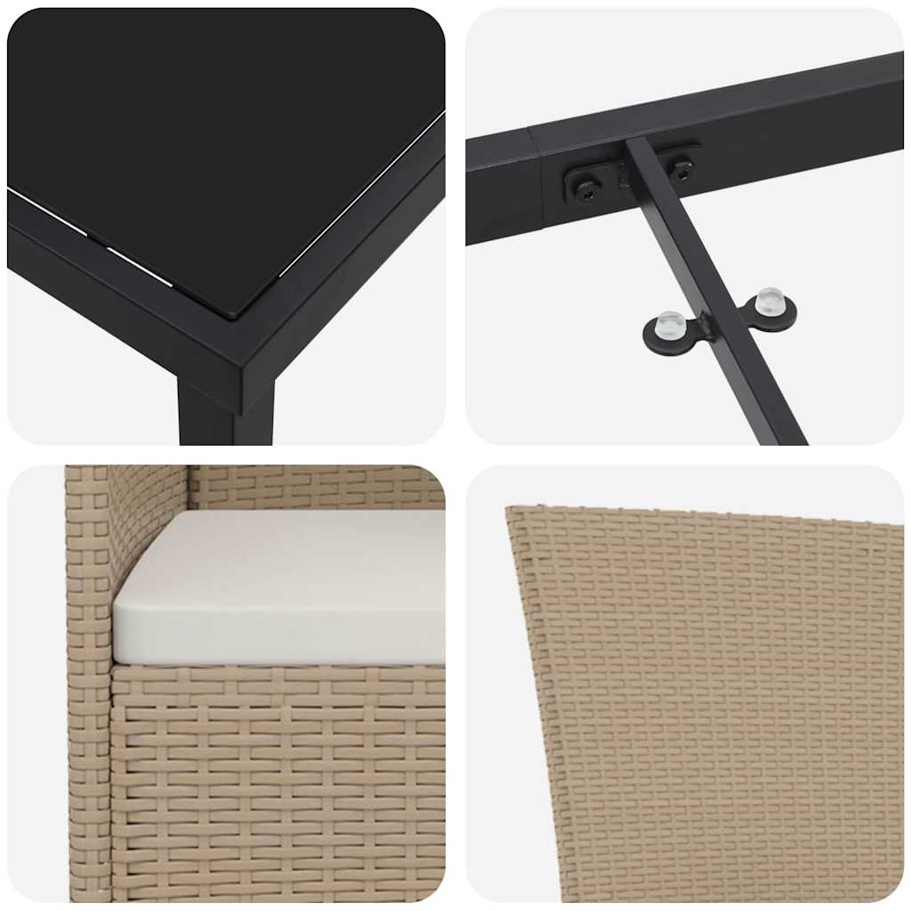 Conjunto de Comedor de Jardín 3 pcs Beige ratán sintético
