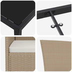 Conjunto de Comedor de Jardín 3 pcs Beige ratán sintético