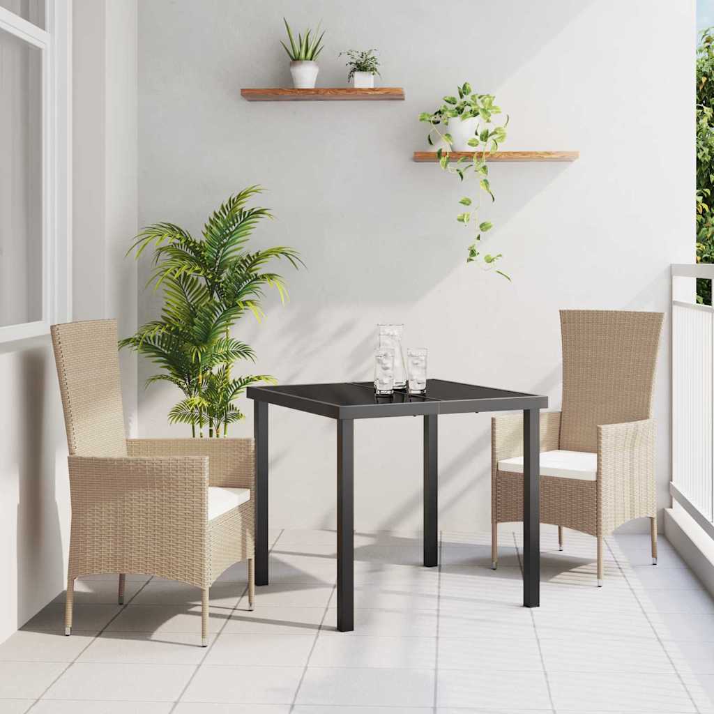 Conjunto de Refeição de Jardim 3 pçs Bege rotim sintético