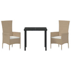 Conjunto de Comedor de Jardín 3 pcs Beige ratán sintético