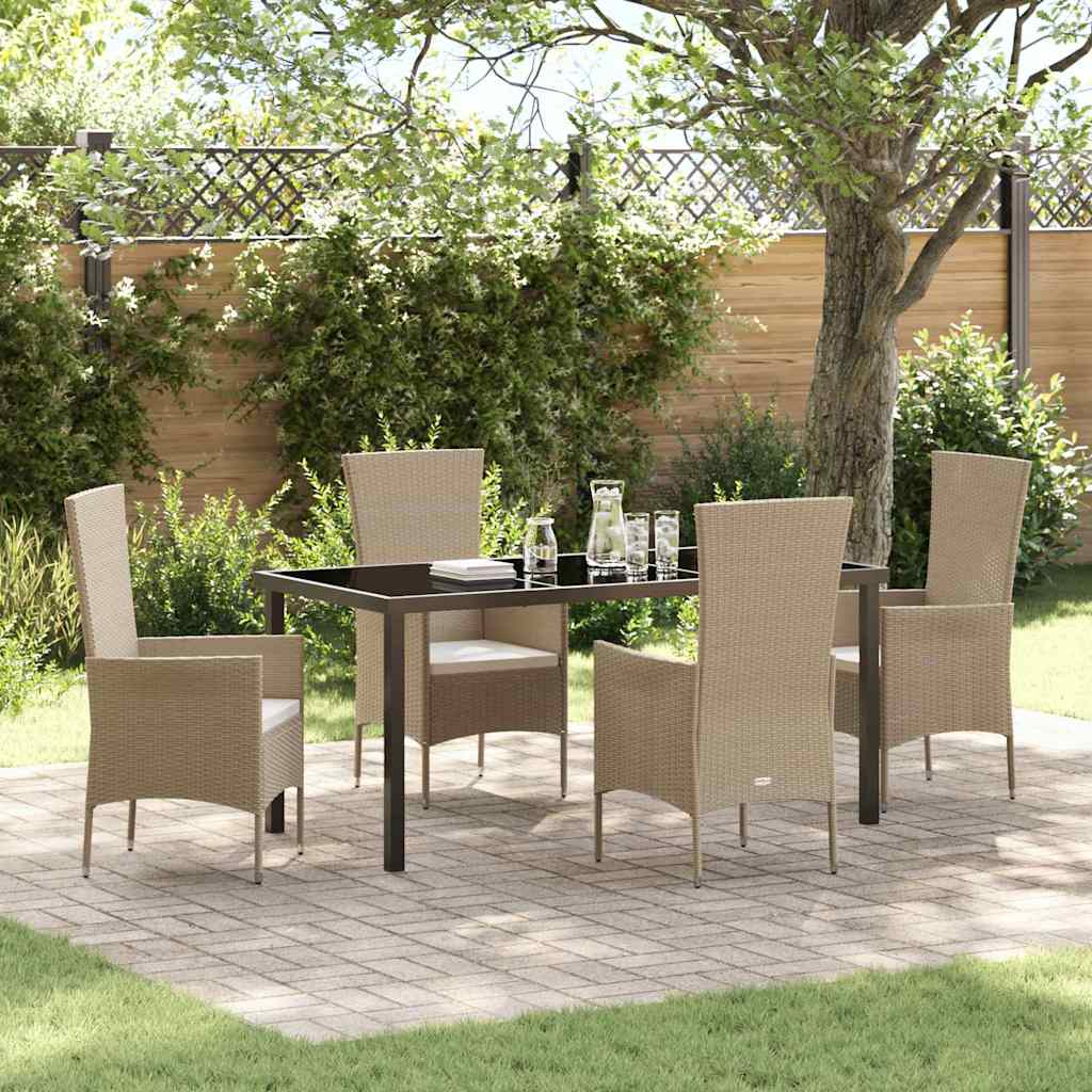 Conjunto de Refeição de Jardim 3 pçs Bege rotim sintético