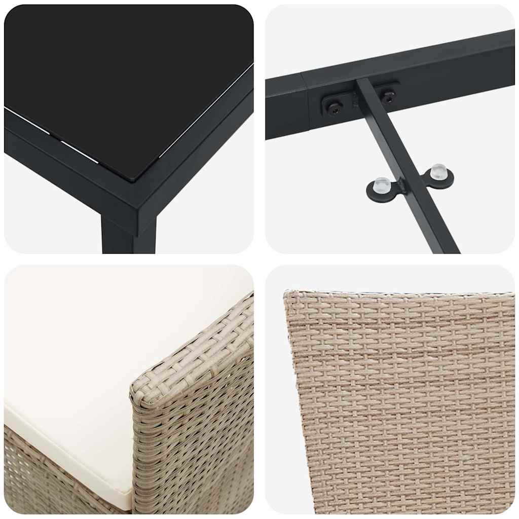 Conjunto de Comedor de Jardín 3 pcs Beige ratán sintético