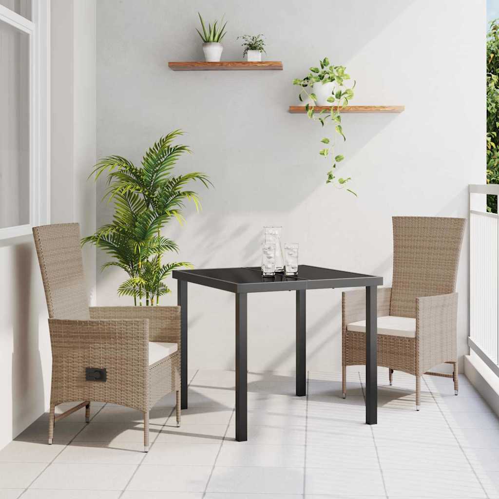 Conjunto de Refeição de Jardim 3 pçs Bege rotim sintético