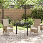 Conjunto de Comedor de Jardín 3 pcs Beige ratán sintético