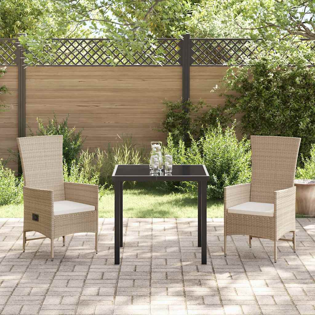 Conjunto de Comedor de Jardín 3 pcs Beige ratán sintético