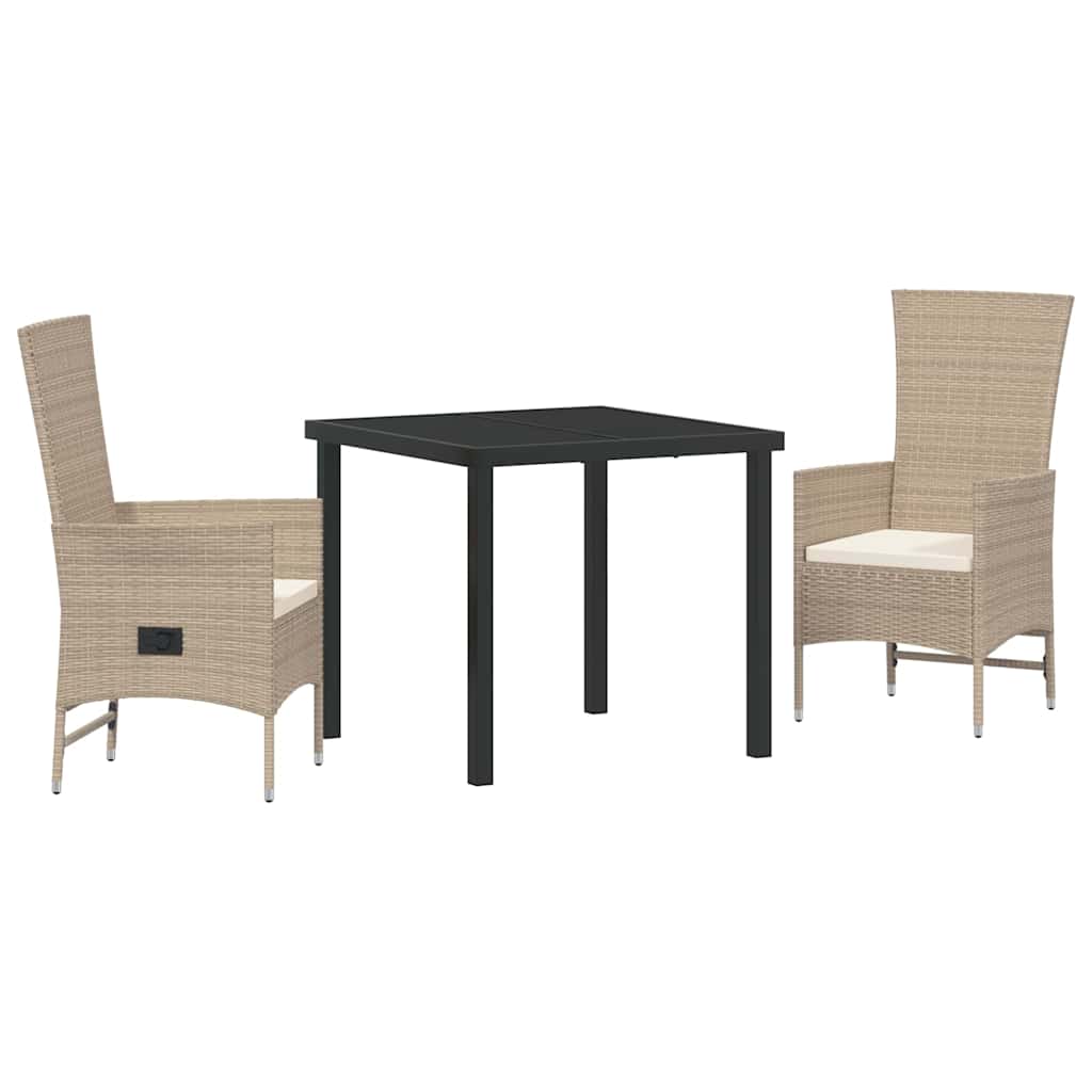 Conjunto de Comedor de Jardín 3 pcs Beige ratán sintético