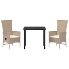 Conjunto de Comedor de Jardín 3 pcs Beige ratán sintético