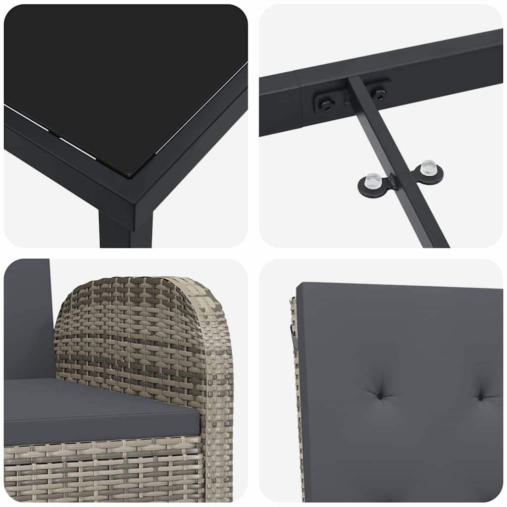 Conjunto de Comedor de Jardín 3 pcs Gris ratán sintético