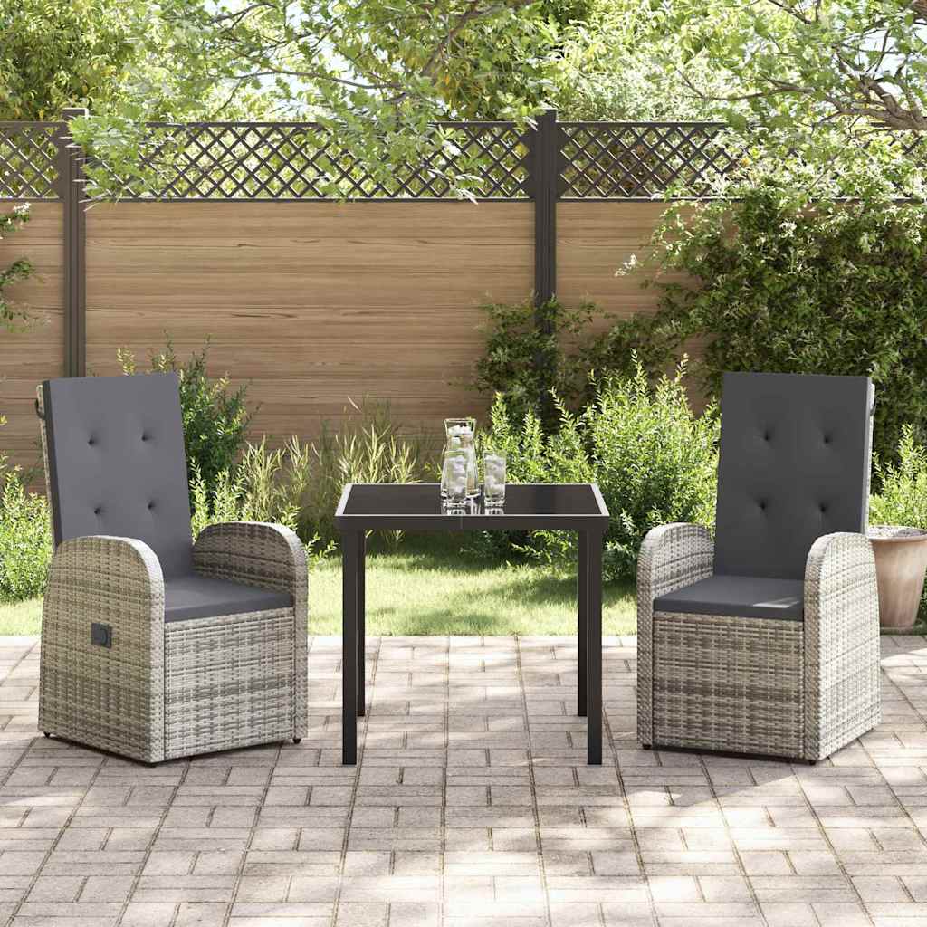 Conjunto de Comedor de Jardín 3 pcs Gris ratán sintético