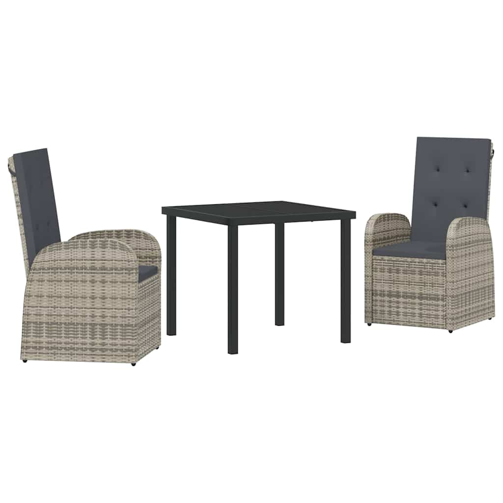 Conjunto de Comedor de Jardín 3 pcs Gris ratán sintético