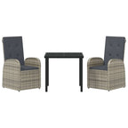 Conjunto de Comedor de Jardín 3 pcs Gris ratán sintético