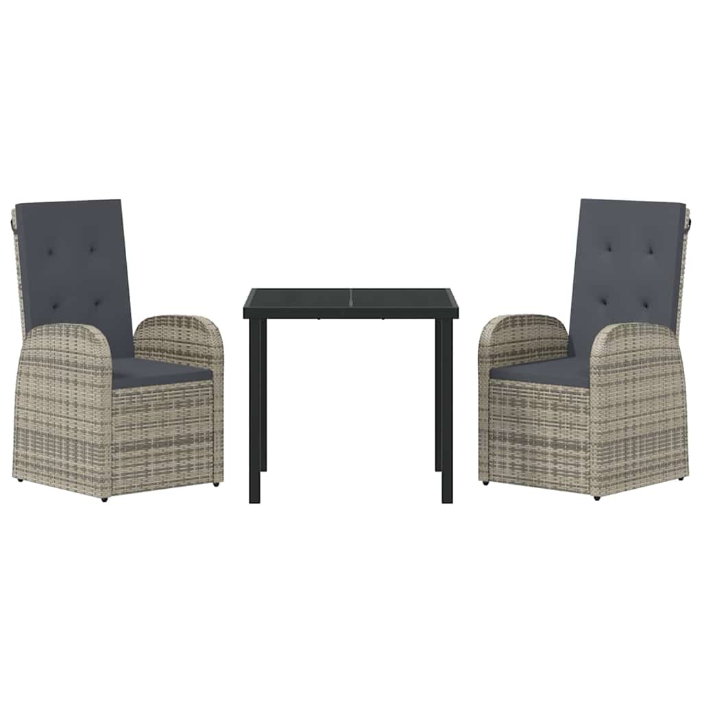Conjunto de Comedor de Jardín 3 pcs Gris ratán sintético
