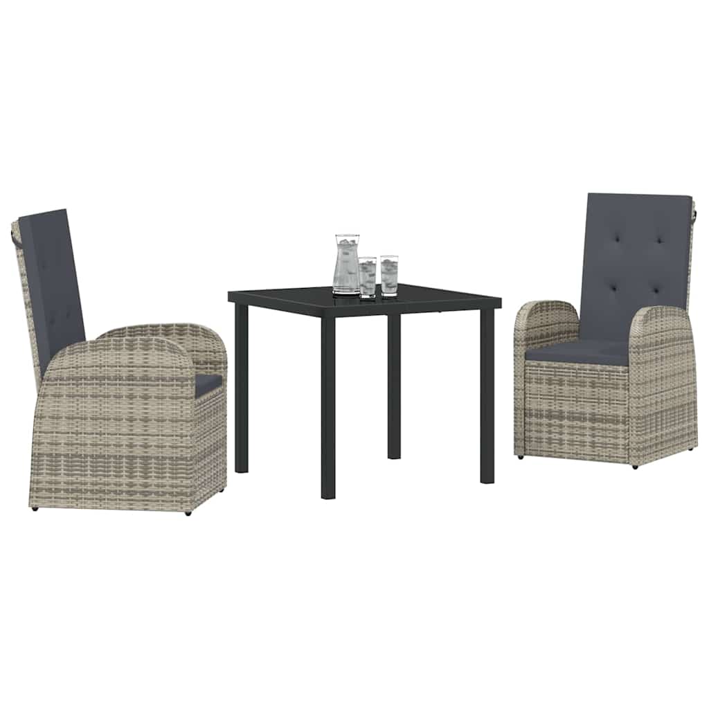 Conjunto de Comedor de Jardín 3 pcs Gris ratán sintético