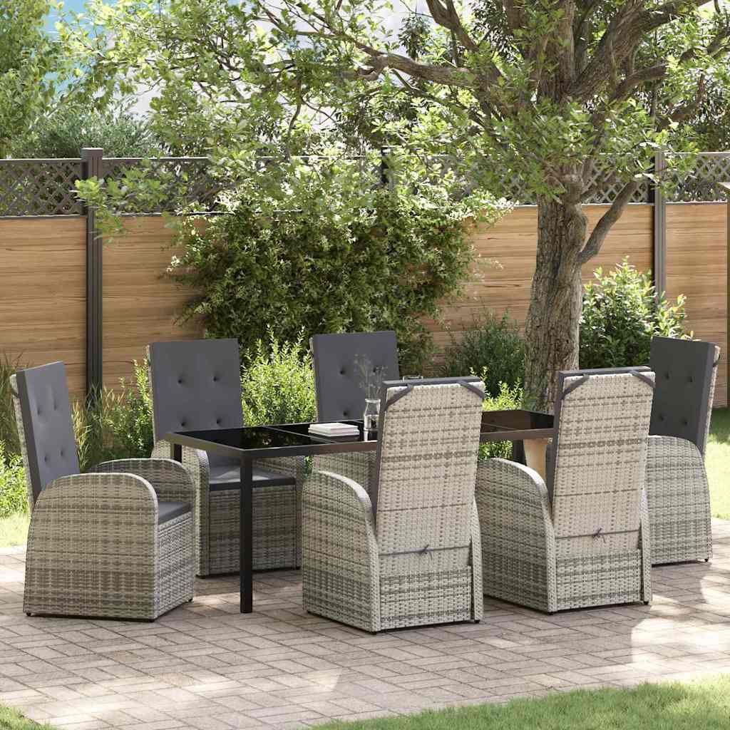 Conjunto de Jantar de Jardim 3 peças Cinzento vime sintético