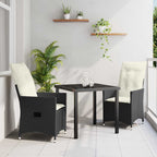 Conjunto de Comedor de Jardín 3 pcs Negro ratán sintético