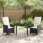 Conjunto de Comedor de Jardín 3 pcs Negro ratán sintético