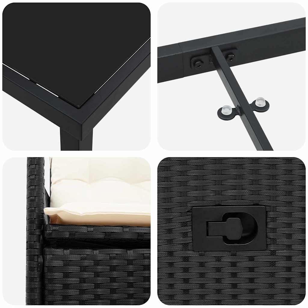 Conjunto de Comedor de Jardín 5 pcs Negro ratán sintético