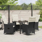 Conjunto de Comedor de Jardín 5 pcs Negro ratán sintético