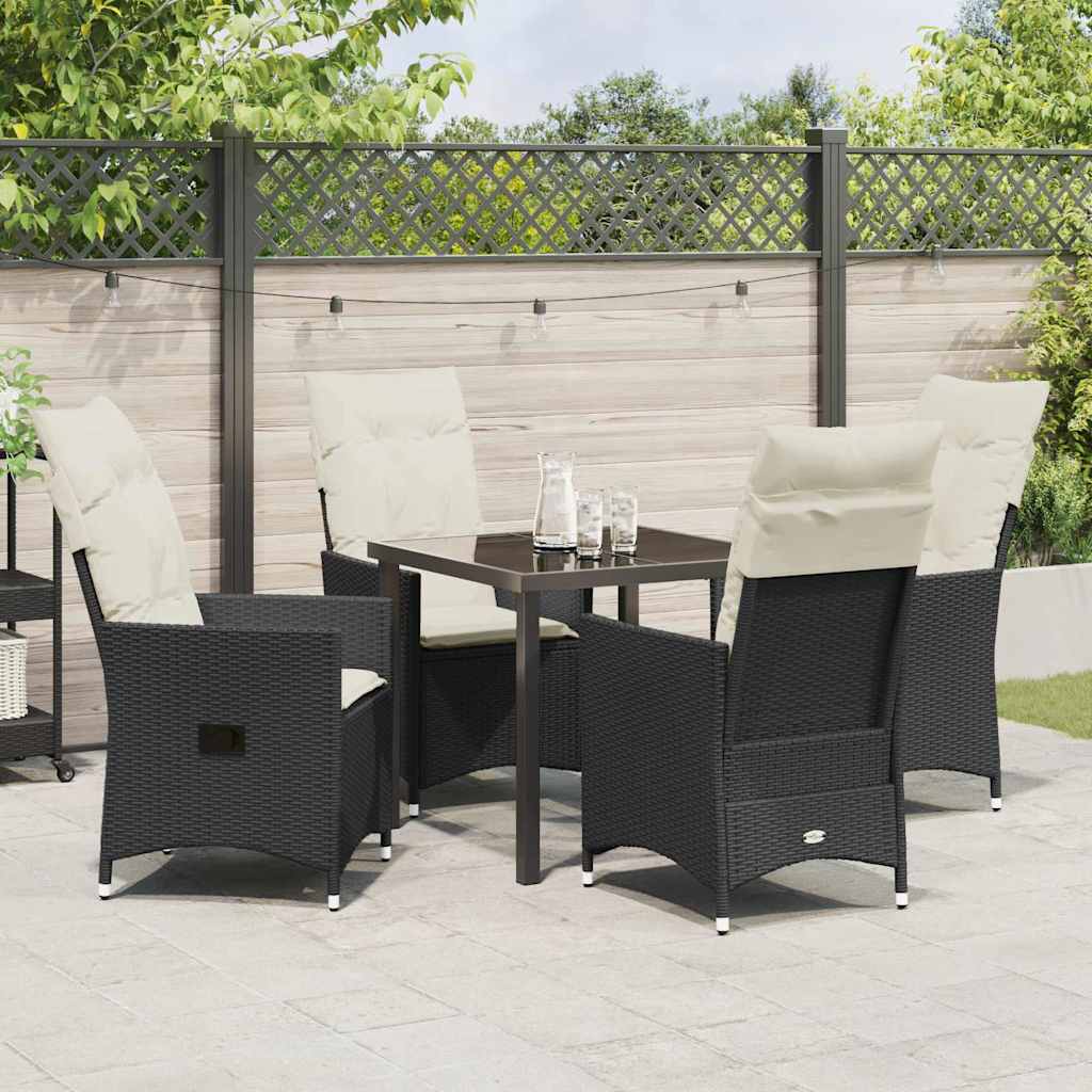 Conjunto de Comedor de Jardín 5 pcs Negro ratán sintético
