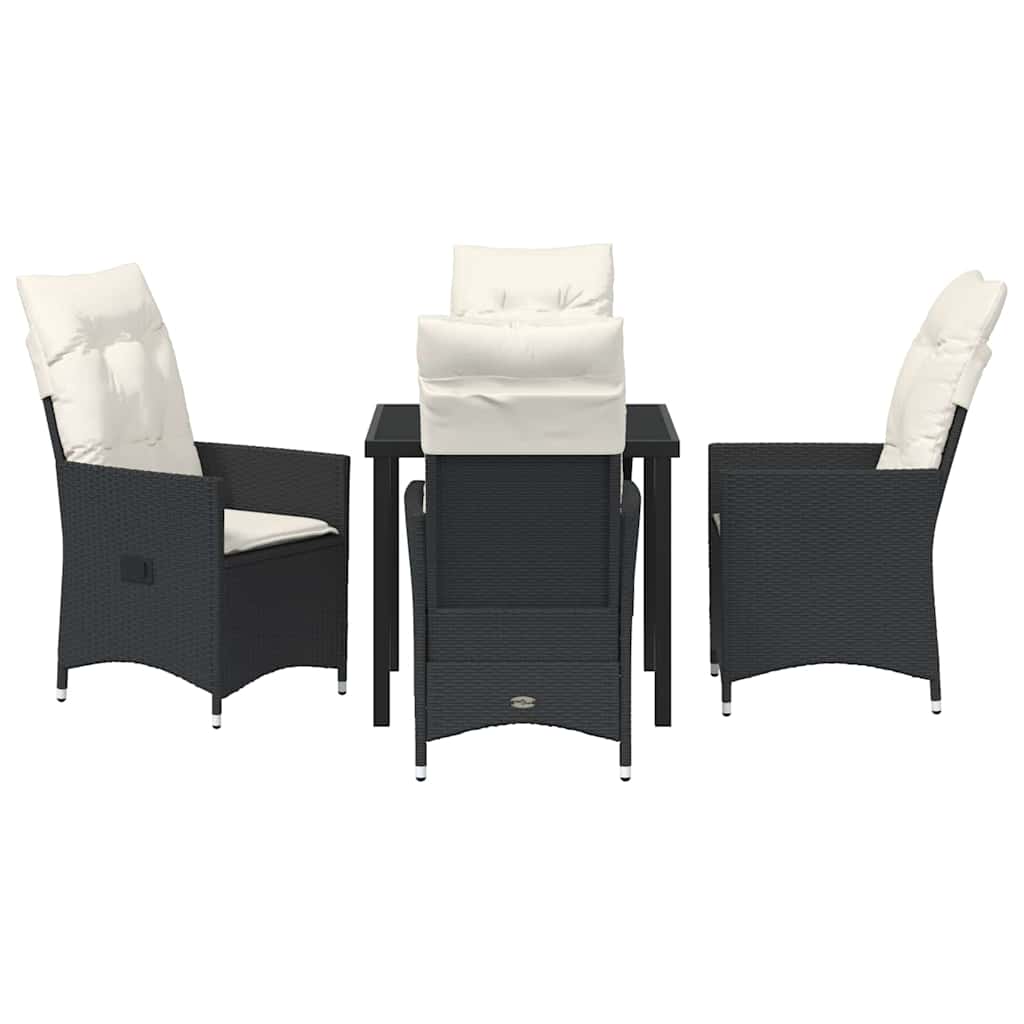 Conjunto de Comedor de Jardín 5 pcs Negro ratán sintético