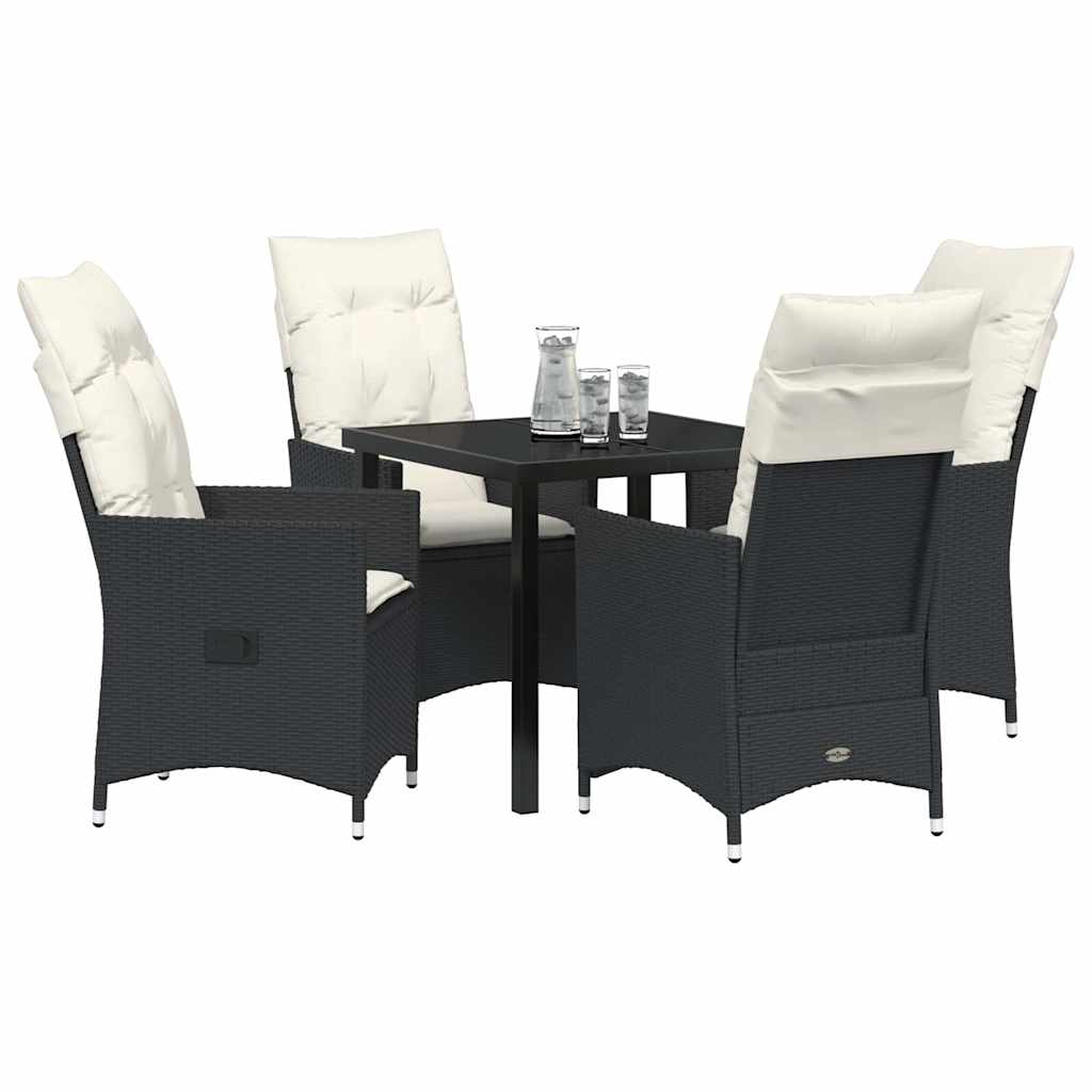 Conjunto de Comedor de Jardín 5 pcs Negro ratán sintético