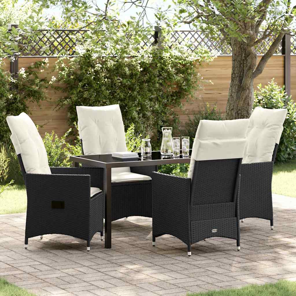 Conjunto de Comedor de Jardín 5 pcs Negro ratán sintético