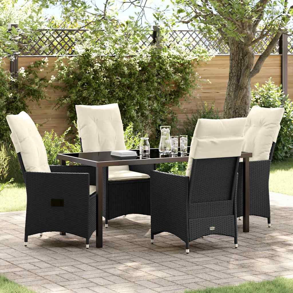 Conjunto de Comedor de Jardín 5 pcs Negro ratán sintético