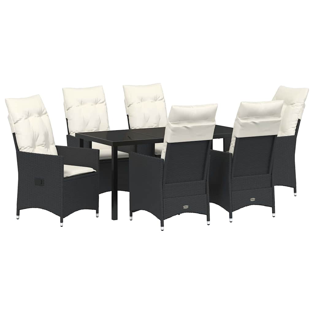 Conjunto de Comedor de Jardín 7 pcs Negro ratán sintético