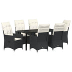 Conjunto de Comedor de Jardín 7 pcs Negro ratán sintético