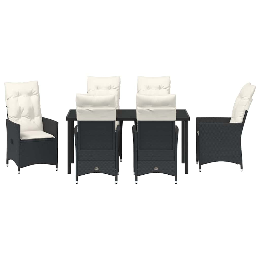 Conjunto de Comedor de Jardín 7 pcs Negro ratán sintético
