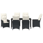 Conjunto de Comedor de Jardín 7 pcs Negro ratán sintético