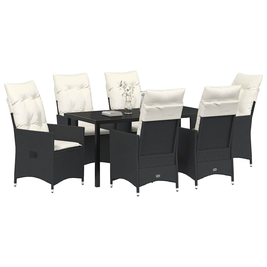 Conjunto de Comedor de Jardín 7 pcs Negro ratán sintético